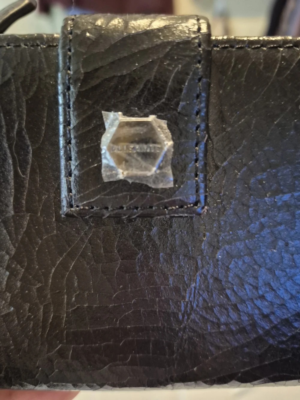 AllSaints THE RIDLEY Black Croc-Texture Zip Around Wallet